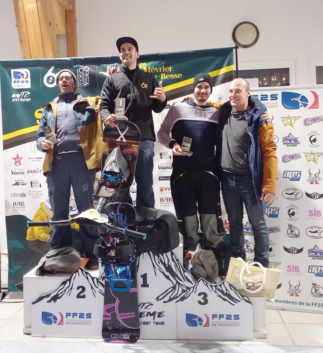 X'trème Snowscoot Tour 2022 Super-Besse, podium Dual Slalom
