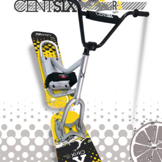 Snowscoot Centsix rigide RX silver, board Centsix Race CitriX jaune.