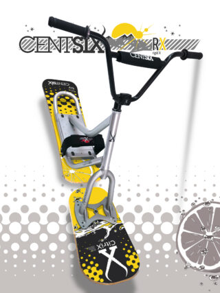 Snowscoot Centsix rigide RX silver, board Centsix Race CitriX jaune.