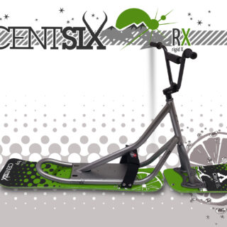 Snowscoot Centsix rigide RX titane, board Centsix Race CitriX verte.
